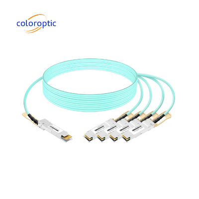 AOC 이더넷 광섬유 브레이크아웃 케이블 400G QSFP-DD ~ 4*100G QSFP28