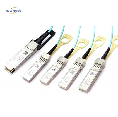 인피니밴드 및 이더넷 액티브 광 케이블 100G QSFP28 4xSFP28 AOC로 돌파